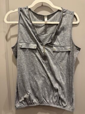 Perseption Heather Gray Sleeveless Zip-Front Tank